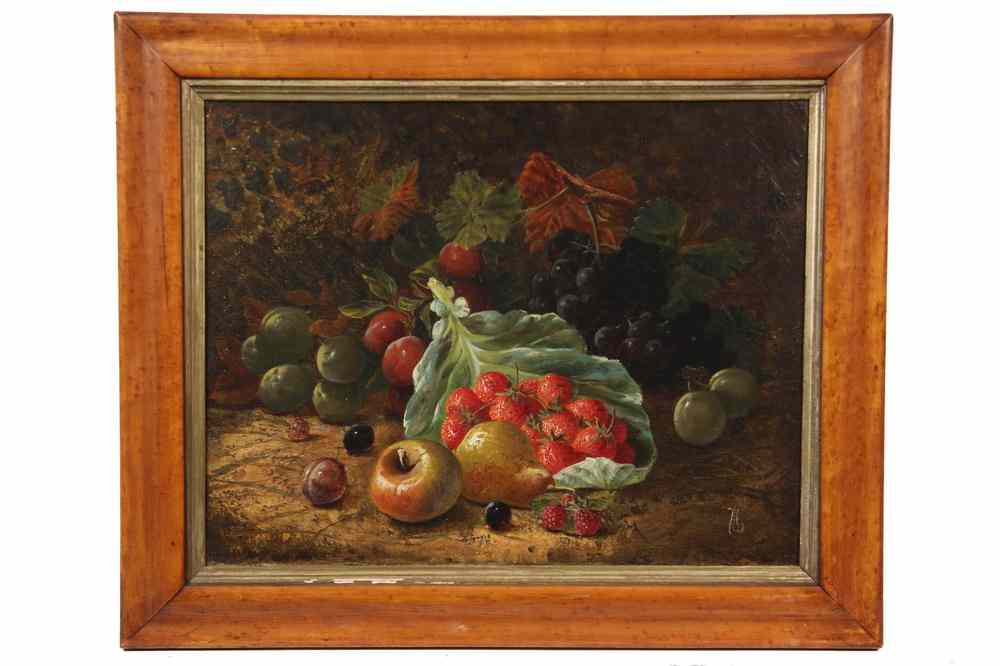 Appraisal: OOC - Still Life of Strawberries on Cabbage Leaf Berries