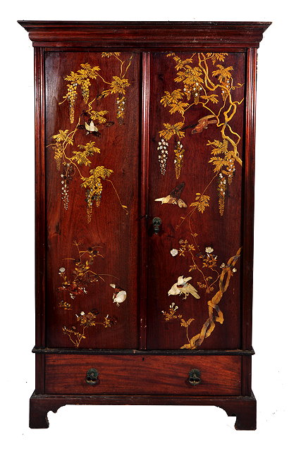 Appraisal: AN ANGLO-JAPANESE GILT LACQUERED MOTHER OF PEARL AND IVORY INLAID