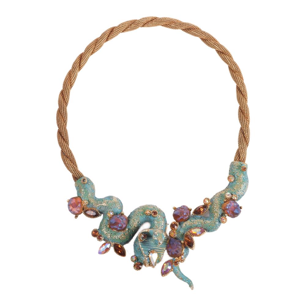 Appraisal: Har figural cobra necklace studded with aurora borealis rhinestones and