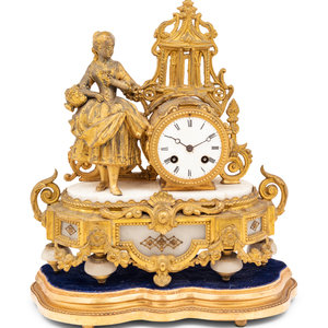 Appraisal: A French Gilt Bronze Figural Mantel Clock by Philippe Mourey