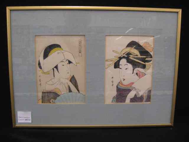 Appraisal: Pair of Japanese Woodblock Prints women each image is ''