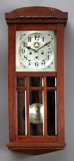 Appraisal: French Arts and Crafts Carved Walnut Wall Clock c French