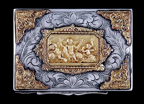 Appraisal: Continental gold and silver box late th century rectangular hinged