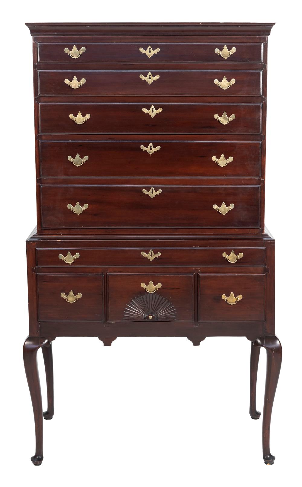 Appraisal: QUEEN ANNE FLAT-TOP HIGHBOY CONNECTICUT MID- TH CENTURY HEIGHT WIDTH