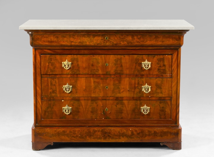 Appraisal: Louis-Philippe Figured Mahogany and Marble-Top Commode late th century the