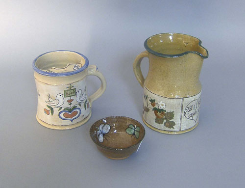 Appraisal: Three pcs of left handed Russell Henry pottery th c