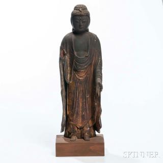 Appraisal: Wood Statue of Amitabha Buddha Wood Statue of Amitabha Buddha