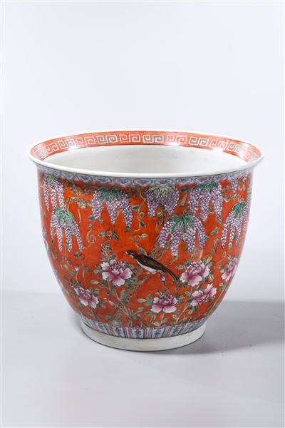 Appraisal: Chinese enameled porcelain jardiniere with flowers plum trees and birds