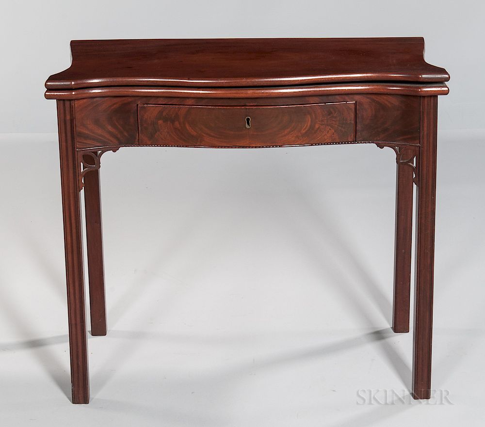 Appraisal: Carved Mahogany Games Table with Drawer Carved Mahogany Games Table