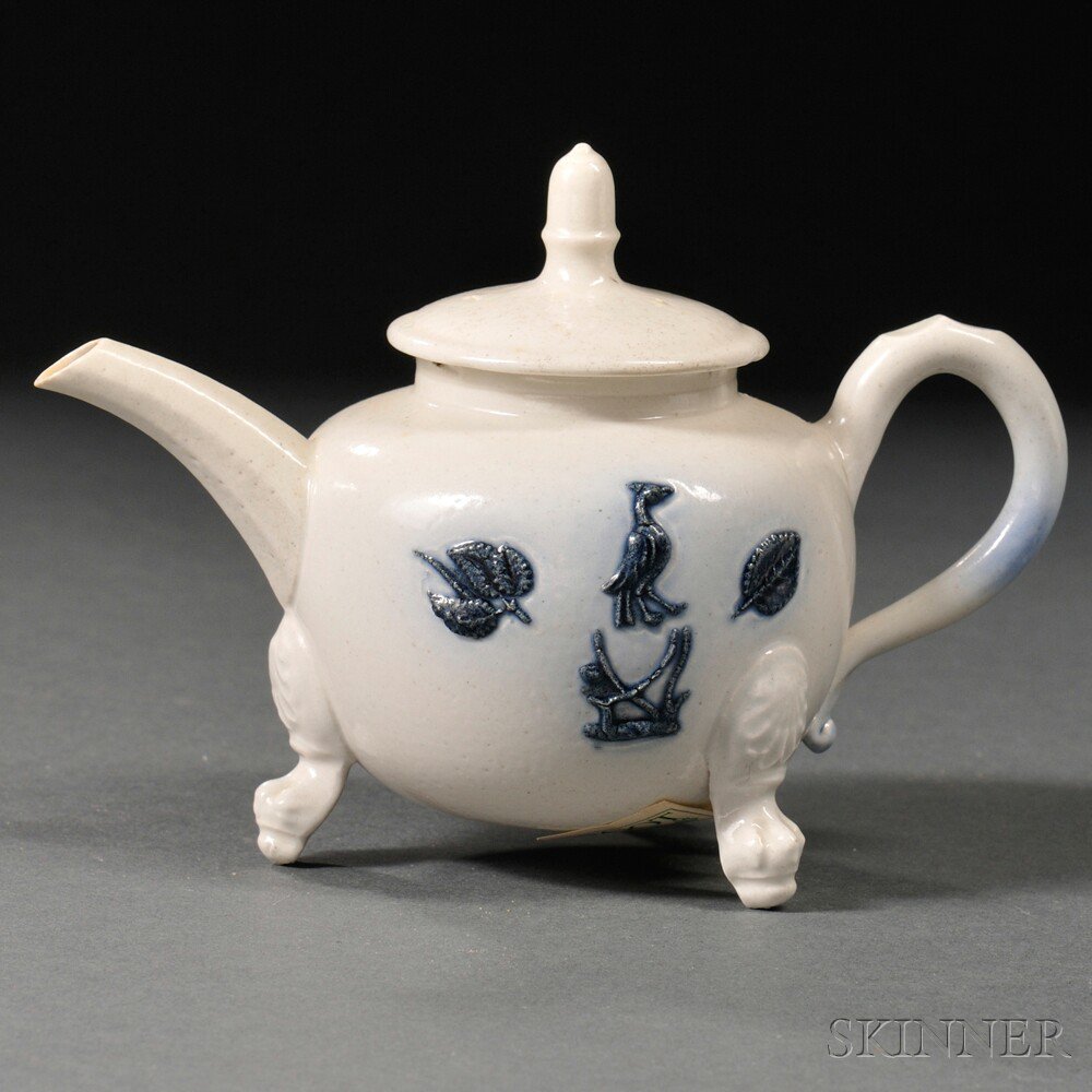 Appraisal: Staffordshire Salt-glazed Stoneware Teapot and Cover England c globular with