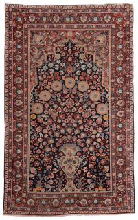 Appraisal: Kashan Prayer Rug mid- th century urn and floral designs