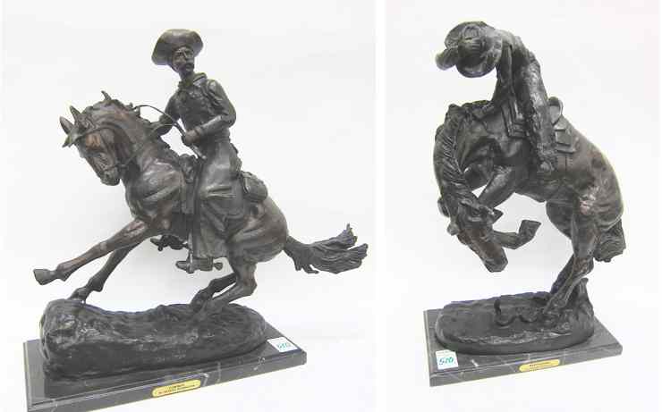 Appraisal: TWO WESTERN BRONZE SCULPTURES after the work of Frederic Sackrider