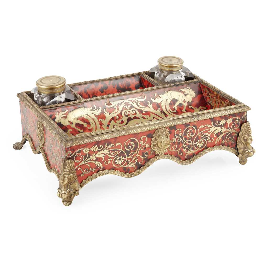 Appraisal: FRENCH RED TORTOISEHELL BOULLE MARQUETRY AND GILT METAL MOUNTED DESK