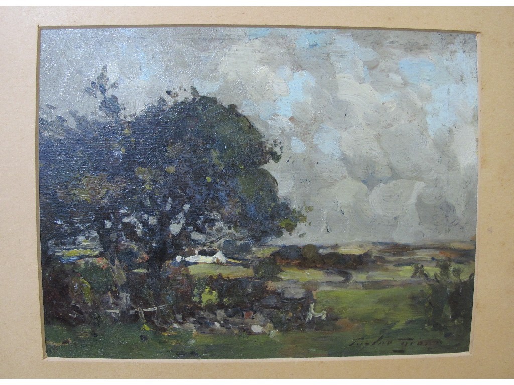 Appraisal: J TAYLOR BROWN Oil on board landscape signed