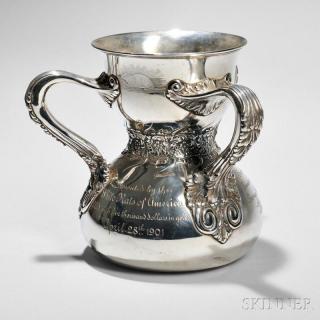 Appraisal: Tiffany Co Sterling Silver Three-handled Presentation Loving Cup New York