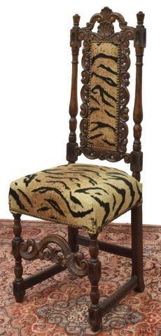 Appraisal: Baroque style walnut chair late th c in later tiger