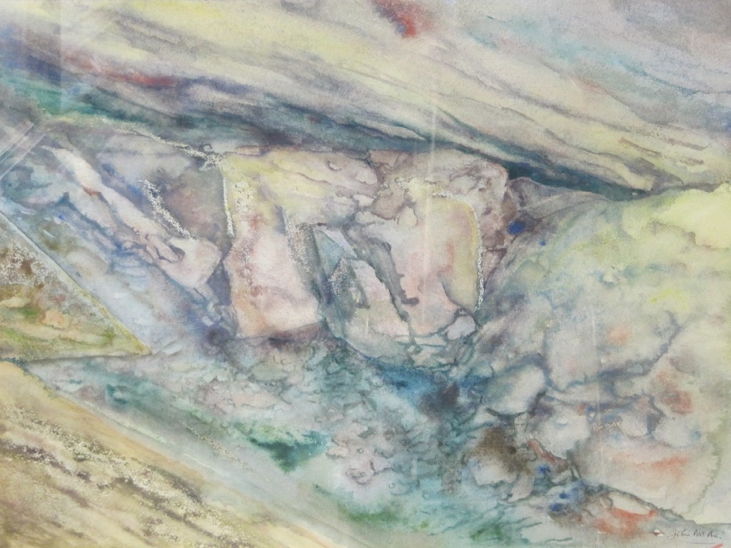 Appraisal: JOHN MCRAE Watercolour 'Rock Forms' signed