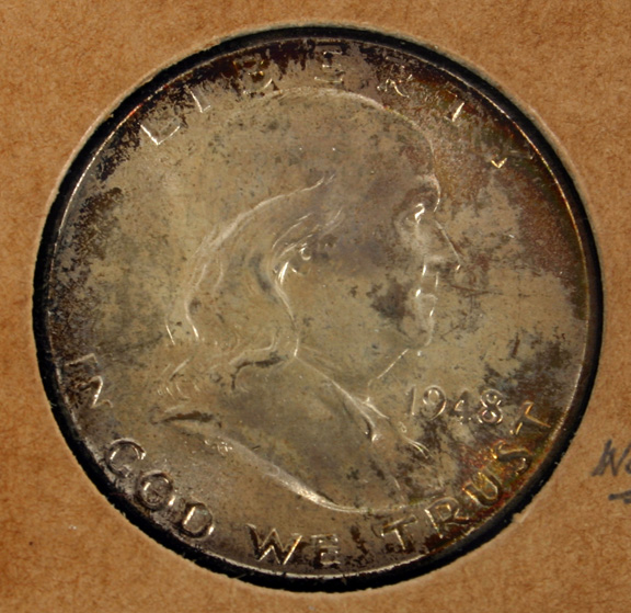 Appraisal: Five Franklin Half Dollars - D