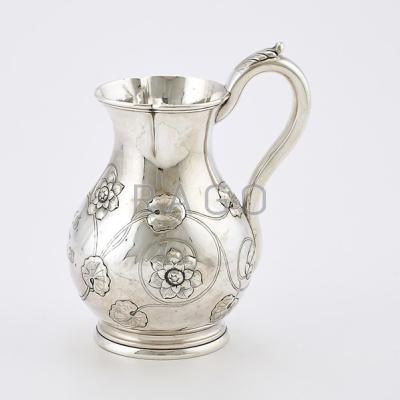 Appraisal: S T CROSBY BOSTON COIN SILVER PITCHER Globular vertically lobed