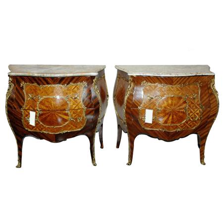 Appraisal: Pair of Louis XV Style Gilt-Bronze Mounted Parquetry Tulipwood and