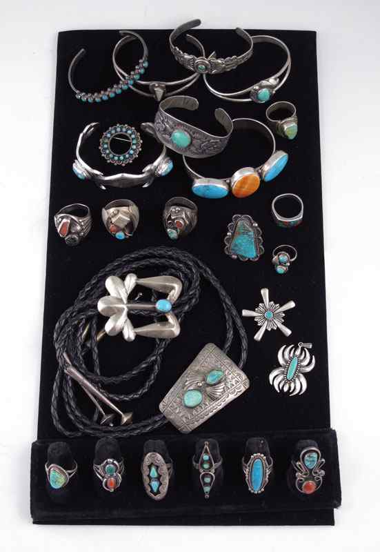 Appraisal: ESTATE LOT OF NATIVE AMERICAN INDIAN JEWELRY Sterling and other