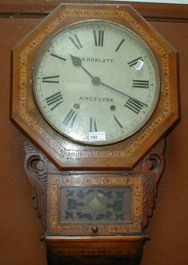 Appraisal: A Victorian walnut drop dial wall clock with Tunbridge inlaid