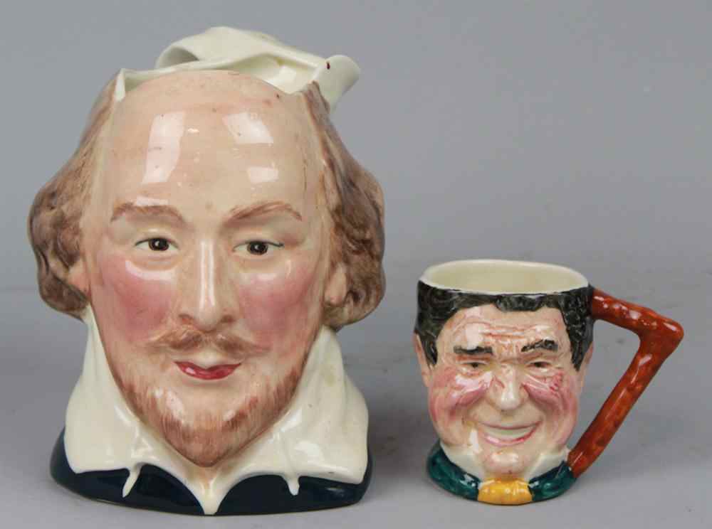 Appraisal: TWO SMALL CHARACTER JUGS including WIlliam Shakespeare by Sylva Ceramics