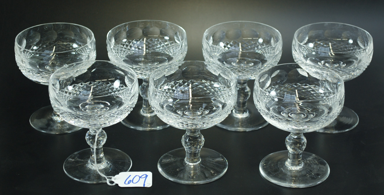 Appraisal: SEVEN WATERFORD CUT CRYSTAL TALL SHERBETS in the Colleen pattern