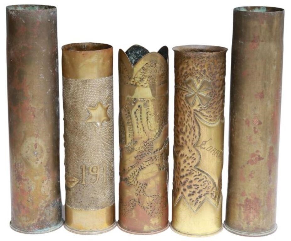 Appraisal: lot of French WWI-era trench art vases fashioned from artillery