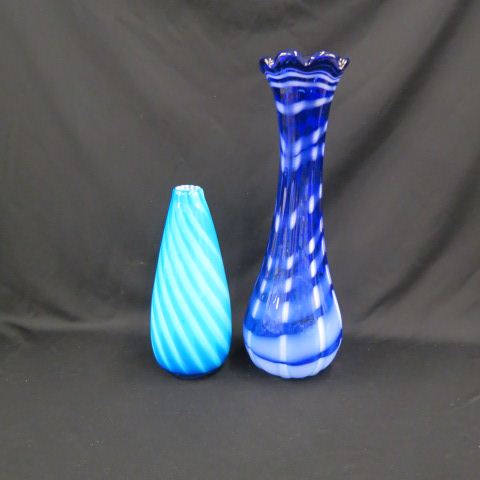 Appraisal: Art Glass Vases light blue with swirl and ribbed deep