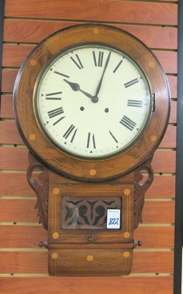 Appraisal: A VICTORIAN WALNUT WALL CLOCK Anglo-American late th century the