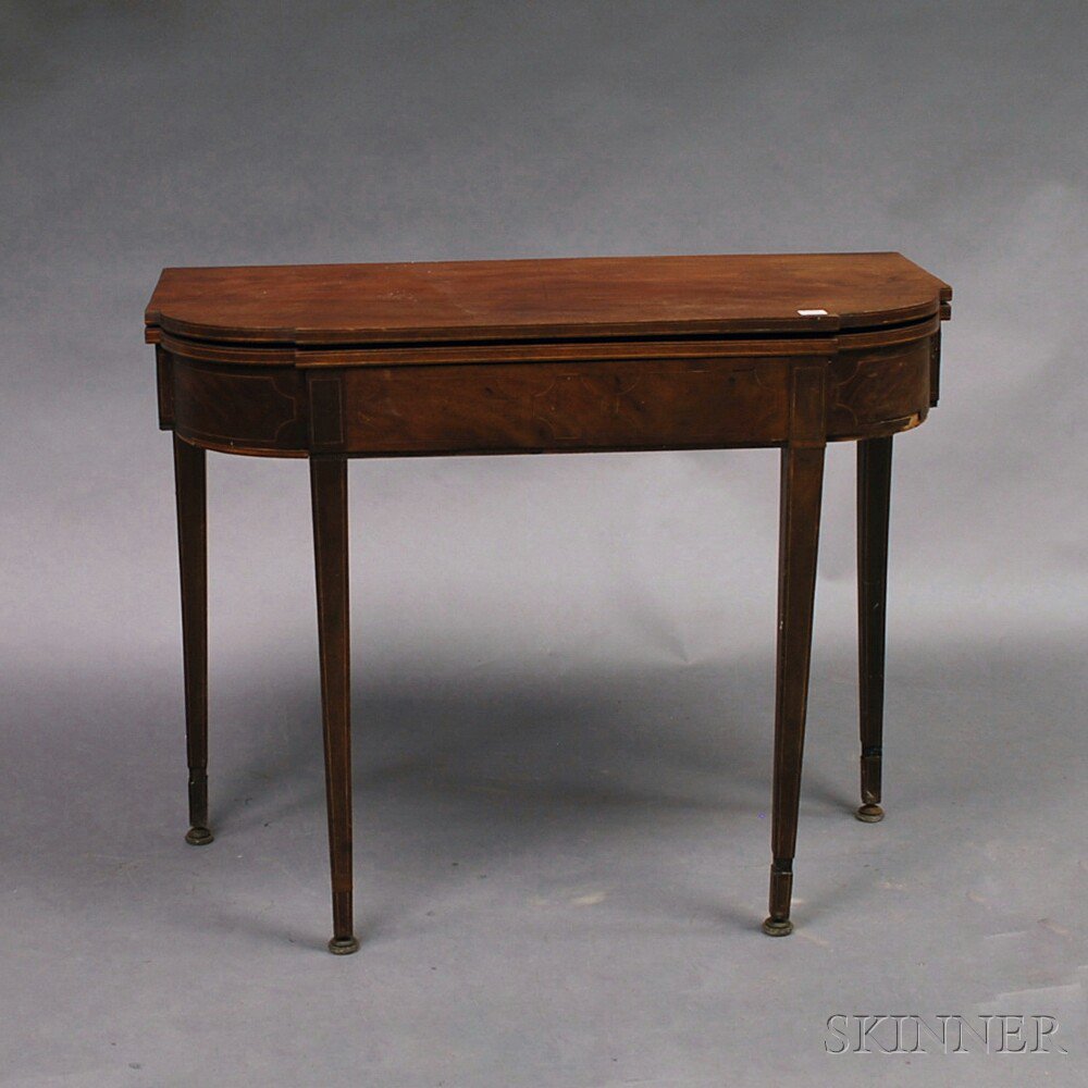 Appraisal: Federal Inlaid Mahogany and Mahogany Veneer Card Table New England