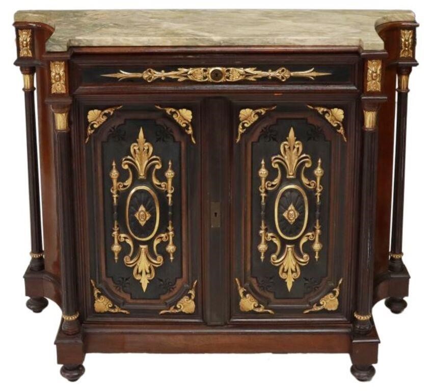 Appraisal: Napoleon III period marble-top cabinet th c parcel gilt and