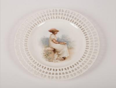 Appraisal: A Copeland ribbon plate circa painted with a seated maiden