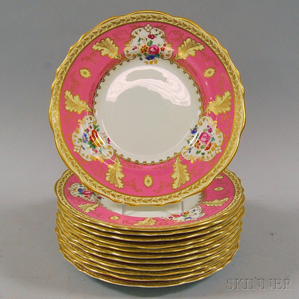 Appraisal: Set of Twelve Gilt and Floral-decorate Cauldon Porcelain Dinner Plates