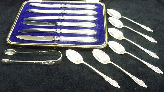 Appraisal: A set of six apostle teaspoons and a pair of