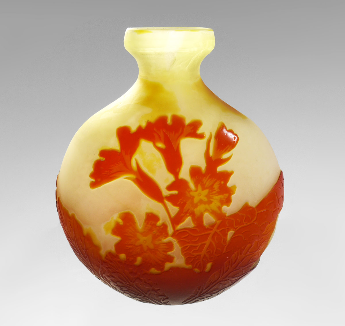 Appraisal: CAMEO GLASS VASE SIGNED GALLE Cameo cut in a floral