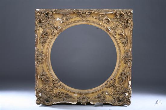 Appraisal: FRENCH GILDED AND GESSOED CIRCULAR FRAME th century with baroque