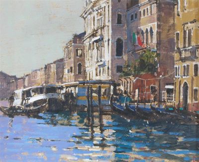 Appraisal: David Sawyer RBA th century Gondola and Vaperetto Venice signed