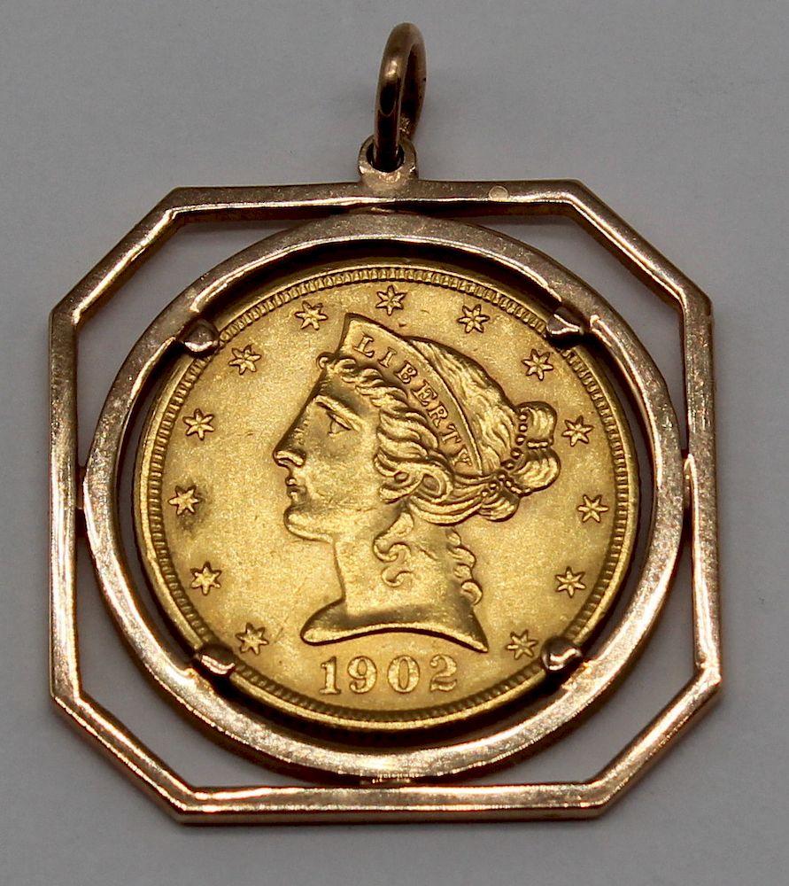 Appraisal: JEWELRY United States Gold Coin United States gold coin mounted