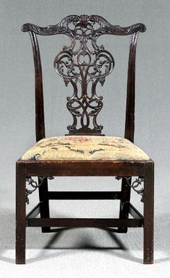 Appraisal: English Chippendale side chair fine elaborate foliate and shell carved