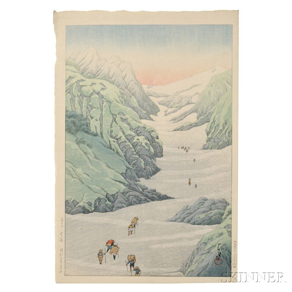 Appraisal: Kawase Hasui - Snow Valley of Mt Hakuba Japan summer