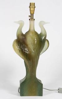 Appraisal: Daum France 'Heron' table lamp executed in clear and muted