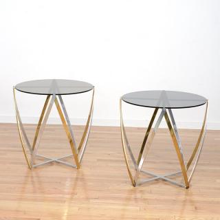 Appraisal: Pair John Vesey aluminum brass side tables Pair John Vesey