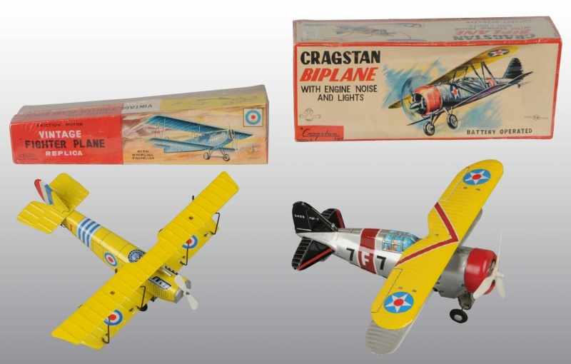 Appraisal: Lot of Tin Airplane Toys Description Japanese Working Includes one