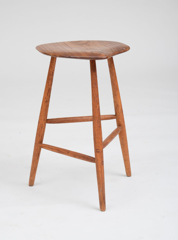 Appraisal: WHARTON ESHERICK TRIPOD STOOL Oak dated carved signature x x