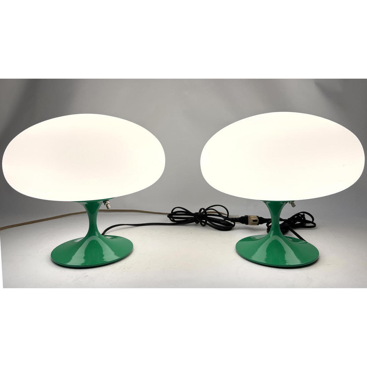 Appraisal: Pr Contemporary Stemlite Mushroom Lamps Green bases Designline Shorter model