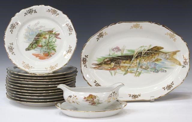 Appraisal: lot of French Limoges porcelain fish service th c gilt