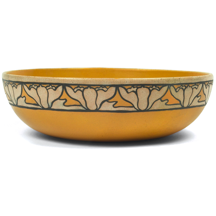 Appraisal: Saturday Evening Girls bowl yellow glaze with incised floral design