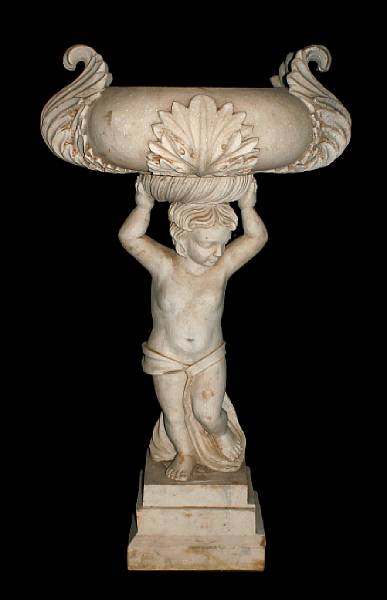 Appraisal: An Italian marble jardiniere with a figure of a putti